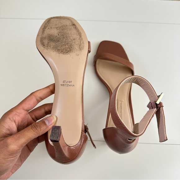 Stuart Weitzman Women's Ankle Strap Open Toe Heels Sandals in Blush Pink sz 8M - Picture 15 of 16
